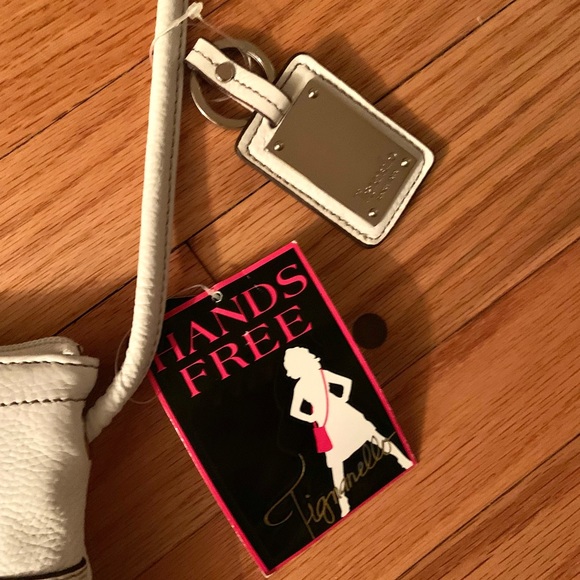 Tignanello hands free cross body bag purse in white genuine leather - Picture 3 of 6